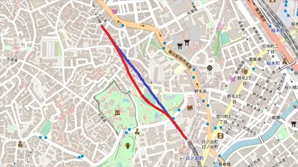 京急線戸部駅~日ノ出町駅間のトンネルのカーブ